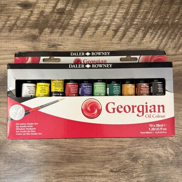 Daler-Rowney Georgian Oil Colour Studio Set 10x38ml Tubes With Brush - Picture 1 of 3